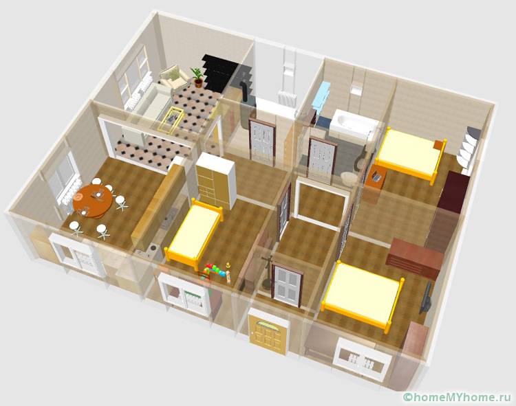 Dieses Projekt bietet nicht nur drei Schlafzimmer, sondern auch ein separates Wohnzimmer sowie einen Heizraum