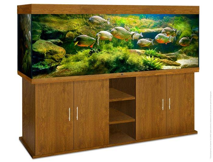 A functional and beautiful do-it-yourself aquarium cabinet together with the upper part (lid) can be assembled from standard cabinet furniture components