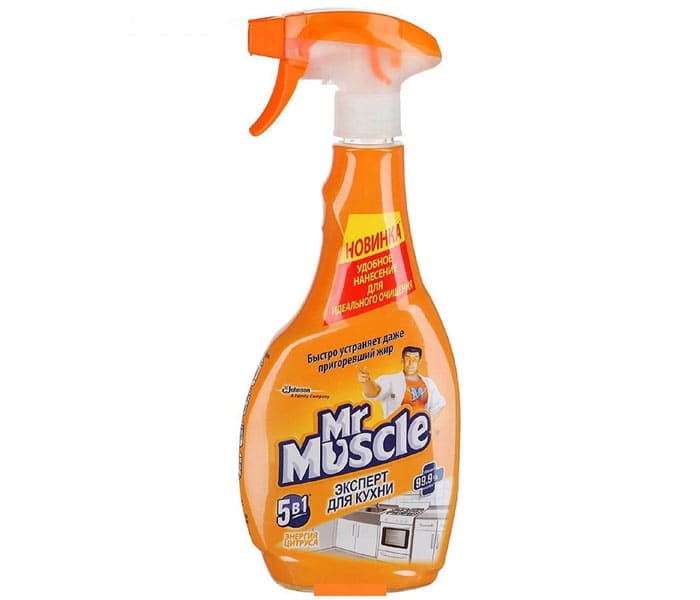 Mister Muscle er fremragende til at blødgøre fedt, hvilket gør det muligt at optage det på listen over egnede produkter