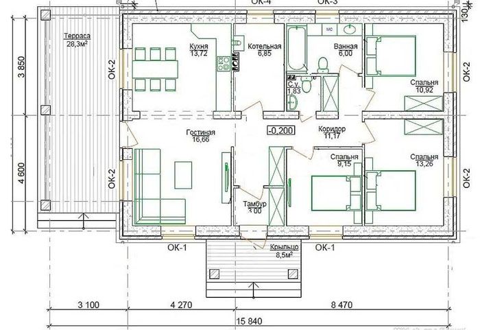 Podane materiały są wygodniejsze w porównaniu z rysunkami projektów domów parterowych, które są tworzone zgodnie ze standardowymi normami