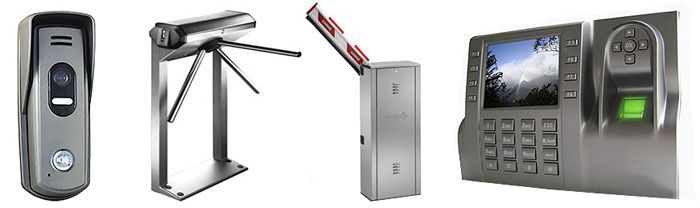 Die Haupttypen von ACS-Aktuatoren: elektronisches Schloss, Drehkreuz, Barriere, elektronische Einheit, die mit einem Kommunikationssystem mit den Diensten des gesteuerten Objekts ausgestattet ist