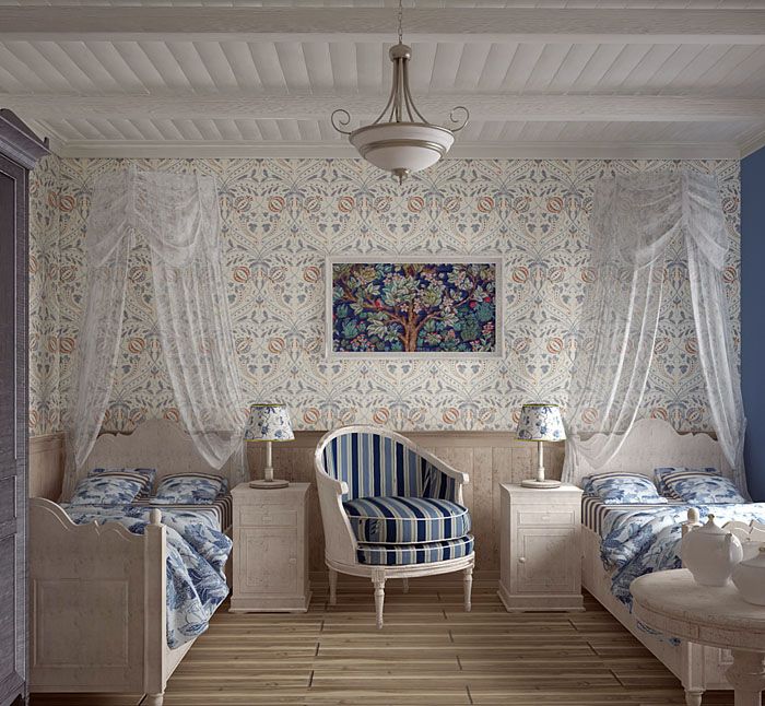 Wenn das Schlafzimmer von zwei Personen geteilt wird, kann jedes Bett einen eigenen Nachttisch haben.