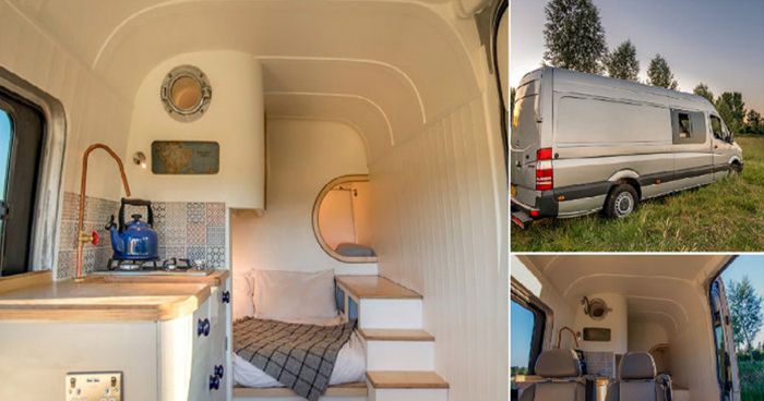 Una autocaravana basada en un Mercedes Benz Sprinter no se ve diferente a una autocaravana normal