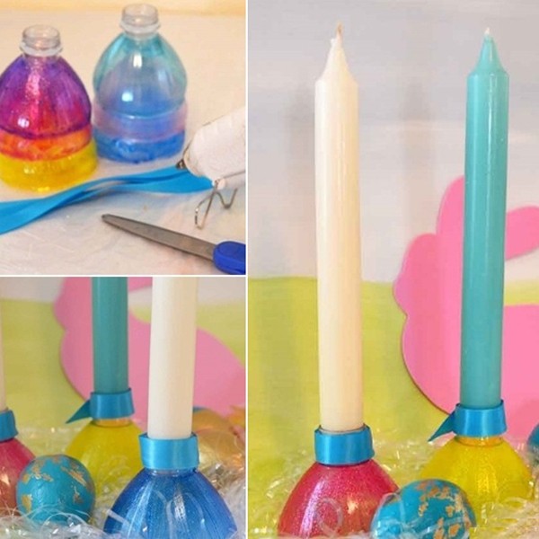 Jeśli weźmiesz kolorowe butelki, same wyglądają elegancko, kilka wstążek i koralików, a produkt jest gotowy!
