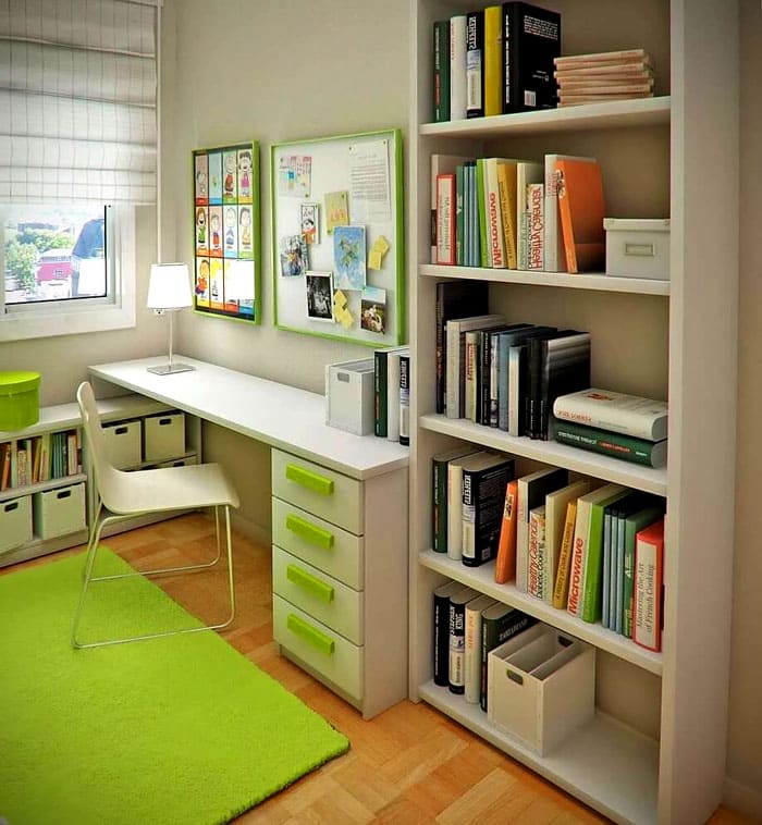 Für Kinder im schulpflichtigen Alter ist es praktisch, Lehrbücher und Lieblingsgeschichten aus dem offenen Regal zu holen