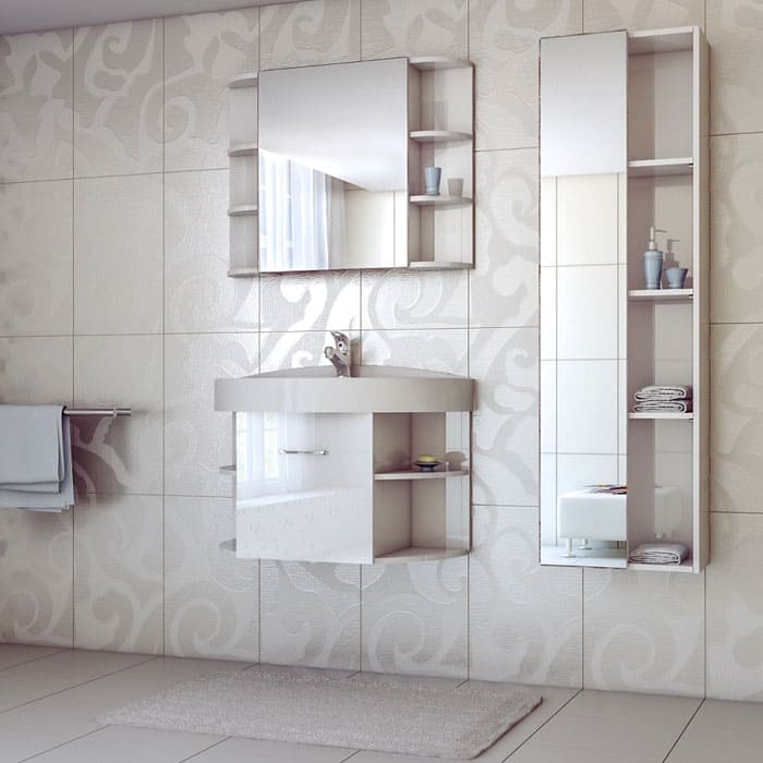 Das kombinierte Design ist das interessanteste. In offenen Regalen können Sie das, was Sie häufig verwenden, platzieren und alles andere verstecken