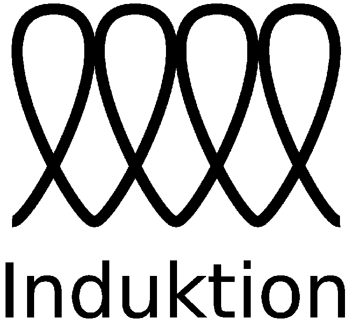 Der Boden eines geeigneten Kochgeschirrs muss entsprechend gekennzeichnet sein: ein Spiralsymbol oder eine Induktion