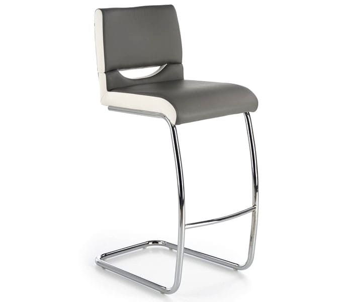 Elegant cadira alta HALMAR H87 per a tapisseria de tapisseria de metall cromat i tapisseria de cuir ecològic