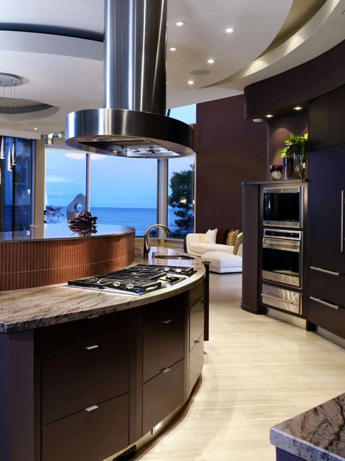 Invisible lighting will look original. To do this, use LED lighting and spotlights.