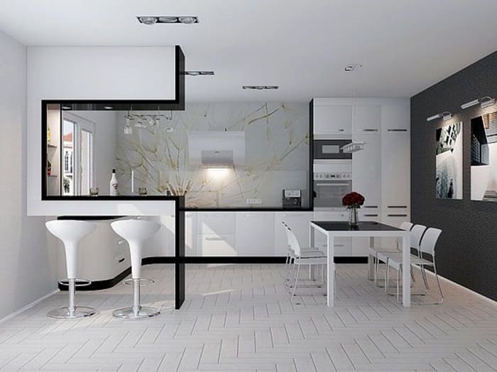 El conjunto debe formar parte de la pared, ocultando todos los utensilios de cocina en su interior.