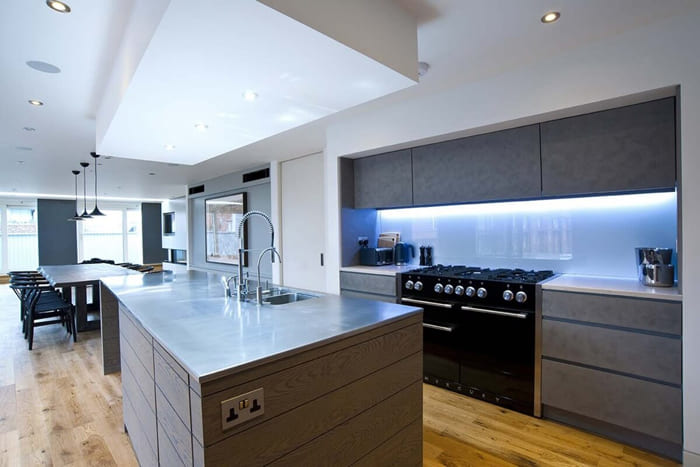 It is good when the surfaces of the countertop and the island are made of the same material