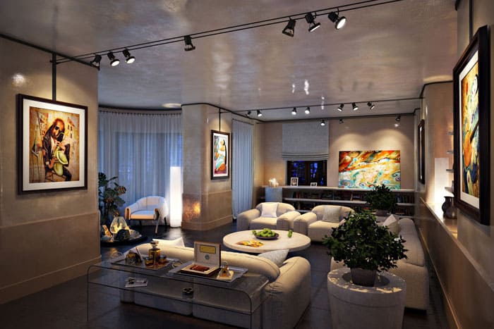 Los apartamentos tipo estudio exigen la ubicación correcta de los dispositivos de iluminación como parte de la zonificación de la habitación.