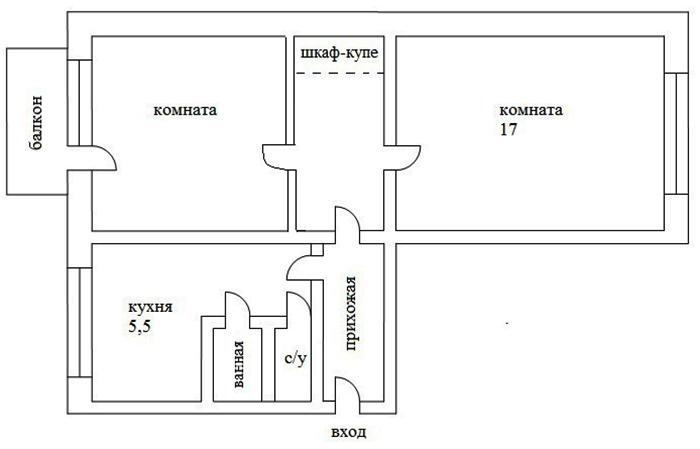 Området er 48 m², det er bad, toalett, gang og kjøkken. Løsninger med skillevegger er tillatt